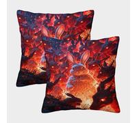 POLIUAWS Taie d'oreiller Bunny Apocalypse pour Cheveux et Peau, Motif Mignon, Housse de Coussin à Rabat, Lot de 2, Douce et Confortable, Style Abstrait, 40 x 40 cm