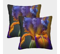 POLIUAWS Taie d'oreiller carrée Extra Large (40 x 40 cm) en Soie à Motif Iris en Fleurs, idéale pour Un Mariage (Taille Queen).