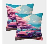 POLIUAWS Taie d'oreiller Classic Cars The Nature pour Les Cheveux et la Peau, Motif Mignon, taie d'oreiller à Rabat, Lot de 2, Douce et Confortable, Style Abstrait, 50 x 50 cm