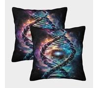 POLIUAWS Taie d'oreiller Soyeuse Human DNA in The Space V2 pour Cheveux et Peau, Lavable en Machine, très Grande (45 x 45 cm).