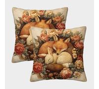 POLIUAWS Taies d'oreiller bohèmes « Nid de Renard et de Lapin » (Lot de 2), Fermeture Portefeuille, 40 x 40 cm.