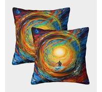 POLIUAWS Taies d'oreiller carrées décoratives « Regard vers l'infini » pour Bureau, Lot de 2, 45 x 45 cm