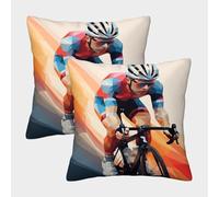 POLIUAWS Taies d'oreiller Low Poly Cyclist 45x45cm, faciles d'entretien, Douces et de qualité, Fermeture enveloppe