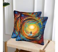 POLIUAWS Taies d'oreiller pour Tout-Petits « Regard vers l'infini » pour canapé et Chambre à Coucher, résistantes aux Taches, Petites taies d'oreiller 50x50cm