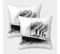 POLIUAWS Taies d'oreiller Style bohème « Voyage en Titanic », Lot de 2, Fermeture Portefeuille, Douces pour Les Cheveux et la Peau, 45 x 45 cm