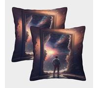 POLIUAWS Taies d'oreiller The Door to The Unknown V2, Format King Size, pour canapé et Chambre à Coucher, Respirantes, Lot de 2 (45 x 45 cm).