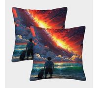 POLIUAWS Taies d'oreiller The Last Sunset, Format King Size, pour canapé et Chambre à Coucher, Respirantes, Lot de 2, 45 x 45 cm
