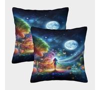 POLIUAWS Taies d'oreiller « Walk to The Moon King » pour canapé/Fauteuil, décoration de Noël pour Salon, Lot de 2, 45 x 45 cm