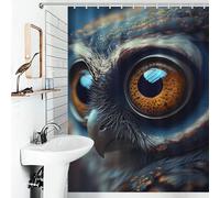 POLIUAWS The Big Eyes Bird Rideau De Bain Hilarant en Tissu Imperméable Lavable, Rideau De Douche Imperméable Et Moulé pour Baignoire Et Cabine De Douche 53.54x70.87Inch（136x180cm）