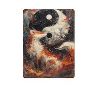 POLIUAWS The Fox Yin And Yang Panneau Décoratif Vintage En Métal, Accessoire Idéal Pour Un Garage Ou Une Salle De Jeux15.7"x11.8"