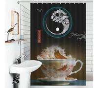 POLIUAWS The Great Wave of Coffee Rideaux De Bain Décoratifs Lavables Et Élégants pour La Maison, pour Enfants, Femmes Et Hommes 46.85x70.87Inch（119x180cm）