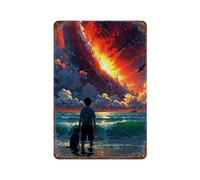 POLIUAWS The Last Sunset Plaque Décorative En Aluminium Pour Salle De Bain, Maison, Chambre, Ferme, Cafés, Magasin11.8 x7.9