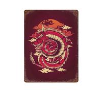 POLIUAWS The Red Dragon Décoration Murale En Fer Imperméable Pour Salon, Chambre, Salle De Jeux, Bureau, Garage15.7 x11.8