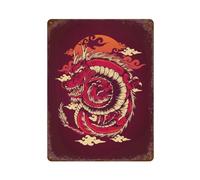 POLIUAWS The Red Dragon Plaque Murale Décorative En Métal Rétro Pour La Maison, La Ferme, Les Cafés, Le Bureau Ou Le Magasin15.7 x11.8