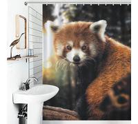 POLIUAWS The Red Panda Rideau De Douche Élégant Et Lavable en Tissu Doux pour Cabines De Douche Et Baignoires D'hôtel 53.54x70.87Inch（136x180cm）