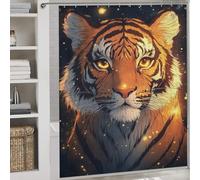 POLIUAWS Tiger in The Night Illuminated Rideaux De Bain Décoratifs Lavables Et Élégants pour La Maison, pour Enfants, Femmes Et Hommes 69.69x70.87Inch（177x180cm）