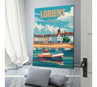POLIUAWS Toile imprimée à petit prix de Lorient, France, pour la décoration de chambre, bureau ou salle de bain, art mural gris 40 x 60 cm (16 x 24 pouces)