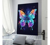POLIUAWS Toile imprimée pas chère avec papillons colorés, idéale pour la décoration murale d'une chambre d'adolescent ou de garçon, 40 x 60 cm (16 x 24 pouces).