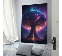 POLIUAWS Toile murale représentant l'arbre de vie cosmique, décoration de salon, prête à accrocher, 20 x 30 cm
