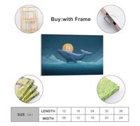 POLIUAWS Toile murale représentant une baleine Bitcoin bondissant, idéale pour le salon et la décoration moderne de votre maison, 30 x 45 cm (12 x 18 pouces).