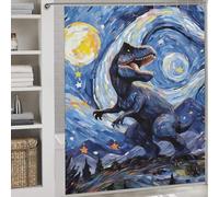 POLIUAWS Tyrannosaurus Rex Night Ensemble De Décoration De Salle De Bain Moderne en Tissu Imperméable Lavable pour Rideau De Douche Et Salle d'eau 69.69x70.87Inch（177x180cm）