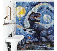 POLIUAWS Tyrannosaurus Rex Night Rideaux De Salle De Bain Lavables en Tissu 100% Polyester, Style Moderne, pour Caravane 56.30x70.87Inch（143x180cm）