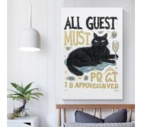 POLIUAWS Œuvre d'art 3D « Approbation du chat requise » pour salon, salle de bain, cuisine, bureau, 30 x 45 cm (12 x 18 pouces). Idéale comme cadeau.