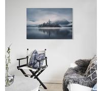 POLIUAWS Œuvre d'art moderne représentant l'église de l'Assomption de Bled, idéale pour un salon ou une salle de bain de style rustique ou campagnard. Impression d'art 30 x 45 cm (12 x 18 pouces).