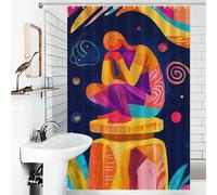 POLIUAWS Vivid Fauvist Vision of The Thinker Rideaux De Salle De Bain Lavables Et Élégants pour La Maison Au Quotidien, Style Art Moderne, pour Caravane 46.85x70.87Inch（119x180cm）