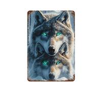 POLIUAWS Wolf Mother And Cub Plaque Décorative Vintage En Métal, Accessoire Idéal Pour Salle De Bain, Maison, Chambre, Ferme, Café, Magasin11.8 x7.9