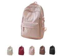 Polka Dot Backpack Cute Daypack with Drawstring for Travel Daily Use (Pink)