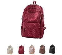 Polka Dot Backpack Cute Daypack with Drawstring for Travel Daily Use (Red)