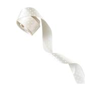 Polka Dot Satin Ribbon, 1 Inch Wide Fabric For Gift Wrapping | Premium polyester satin fabric, polka dot design for elegant gift decoration, fits various wedding and birthday party Blanc