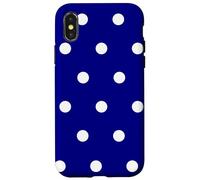 Polka Dots Fashion Modèle Bleu Marine et Blanc Coque pour iPhone X/XS