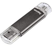 POLKI-Laeta Twin Clé USB 2.0 - Flash Drive 128 Go, Vitesse jusqu'à 15 Mo/s, Clef avec connecteurs USB A & Micro USB, pour PC/Mac/Tablette et Smartphone - Grise