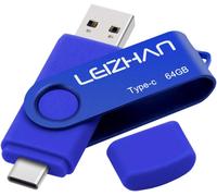 POLKI-LEIZHAN Clé USB 3.0 64 Go Flash Drive USB Type C OTG Pendrive USB pour Huawei Samsung Smartphone Android de Type C-Bleu