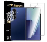 Pollachi Lot de 2 protecteurs d'écran avant en verre trempé pour Samsung Galaxy Z Fold 7 + 2 protecteurs d'objectif d'appareil photo, protection d'écran en verre trempé pour Samsung Galaxy Z Fold 7