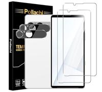 Pollachi Lot de 2 protecteurs d'écran en verre trempé pour Sony Xperia 10 VII + 2 protecteurs d'objectif d'appareil photo, protection d'écran en verre trempé pour Sony Xperia 10 VII, dureté 9H, sans