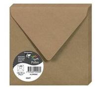 Clairefontaine 29003C - Paquet de 20 Enveloppes Gommées - Format Carré (16,5x16,5cm) - 120g/m² - Coloris Kraft - Invitation Evènements et Correspondance - Gamme Pollen - Papier Premium Lisse