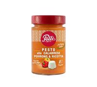 POLLI - Sauce Pesto Alla Calabrese aux Poivrons et Ricotta, Saveur Authentique et Onctueuse (Pot 190g) - Le Lot De 4