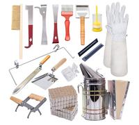 POLLIBEE Beekeeping Supplies Kit d'outils d'apiculture 22 pièces - Kit de démarrage d'apiculteur de Luxe - Kit de Fumeur d'abeille avec Support de Cadre et Outils d'apiculture nécessaires et kit