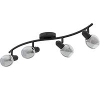 Pollica Plafonnier Moderne À 4 Spots En Acier Et Verre Dépoli Noir Transparent Lampe De Cuisine Plafonnier Avec Douille E14