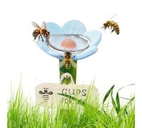 Pollinator Water Feeder - Bee Drinking Station for Garden and Lawn | Shallow Resin Dish with Landing Stones Colorful Flower Shape for Supporting Butterflies Bees and Beneficial Outdoors