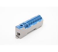 Pollmann Borne N Enfichable, Pince à Cadre à Vis 25 mm², Bleu | Connecteur pour 12 bornes 2,5 mm² et 2 bornes 4 mm², terminal de raccordement électrique pour montage rapide