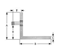 Pollmann POLLMANN charnières d'angle HT 20, extrémités carrées pour goupille 16mm, H400xL800mm galvanisé clair Quantité:1