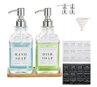 Pollock Distributeurs de Savon en Verre, 2 Pack 500ml Distributeur de Savon de Salle de Bain avec Argent Pompe en Acier Inoxydable Antirouille, pour Salle de Bain, Cuisine, Décoration