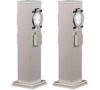 Polly 2 Pcs Outdoor Garden Power Socket Column Ip44 Timer/Time Switch 3 Times Stainless Steel Stainless Steel Square 38cm