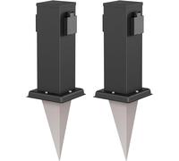 Polly 2-Piece Garden Socket Column With Stake For Outdoor, Ip44, 2-Time, Stainless Steel, Square, Black, 27 Cm