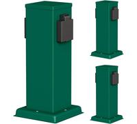 Polly 3Pcs Outdoor Garden Power Socket Column Ip44 2X Stainless Steel Green Square 27Cm