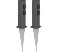 Polly Garden Plug With Ground Spike, Outdoor Ip44, 4-Time, Anthracite, Rectangular, 38 Cm, 2 Pieces